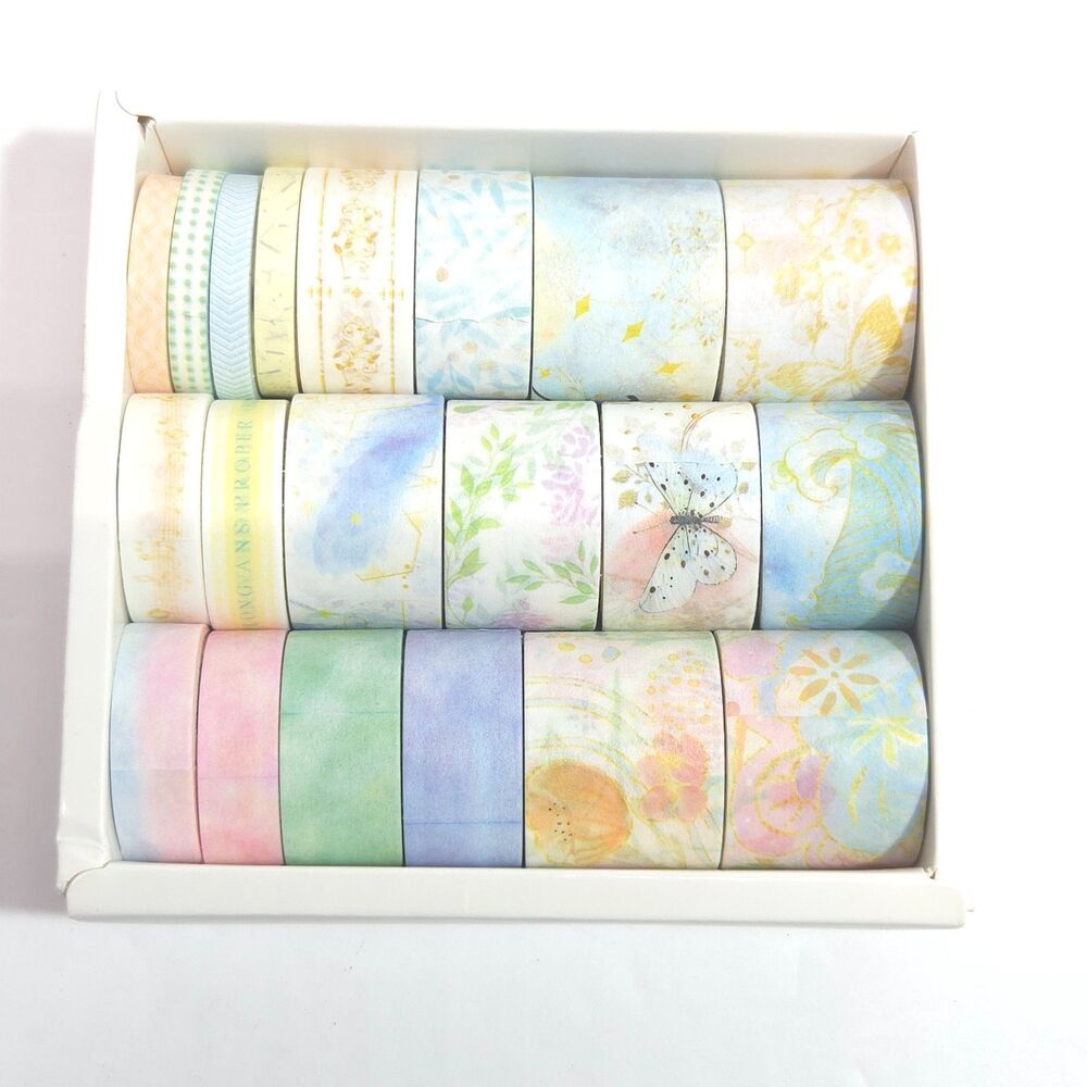 Watercolor Time Washi Tape Set 20 Rolls Retro Imprint Decorative Paper AGuGu